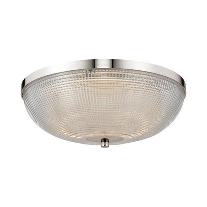 Portland LED Flush Mount Ceiling Light in Polished Nickel (16-Inch).