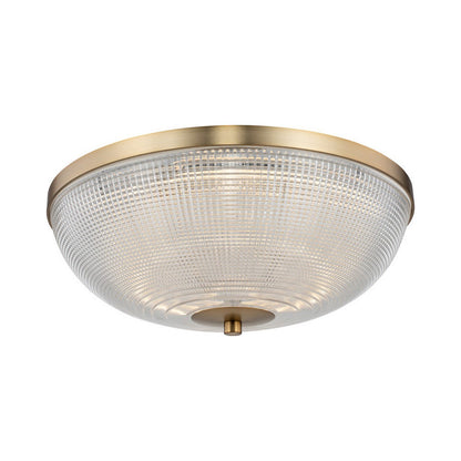 Portland LED Flush Mount Ceiling Light in Winter Brass (16-Inch).