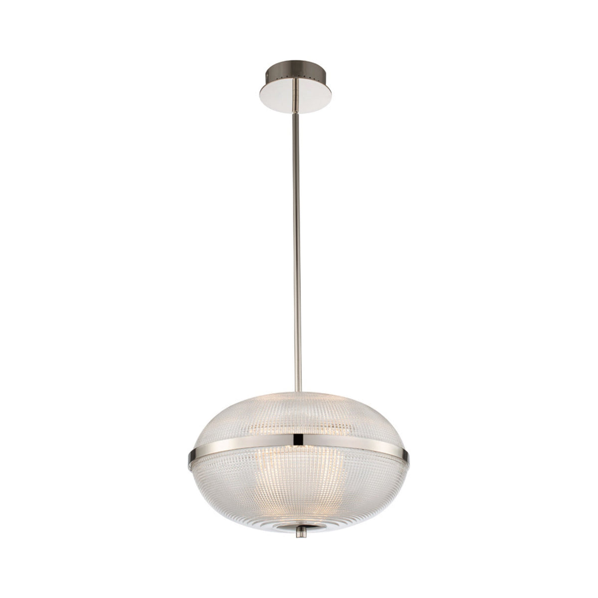 Portland LED Pendant Light in Polished Nickel/Clear (16-Inch).
