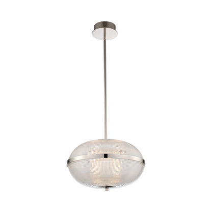 Portland LED Pendant Light in Polished Nickel/Clear (16-Inch).
