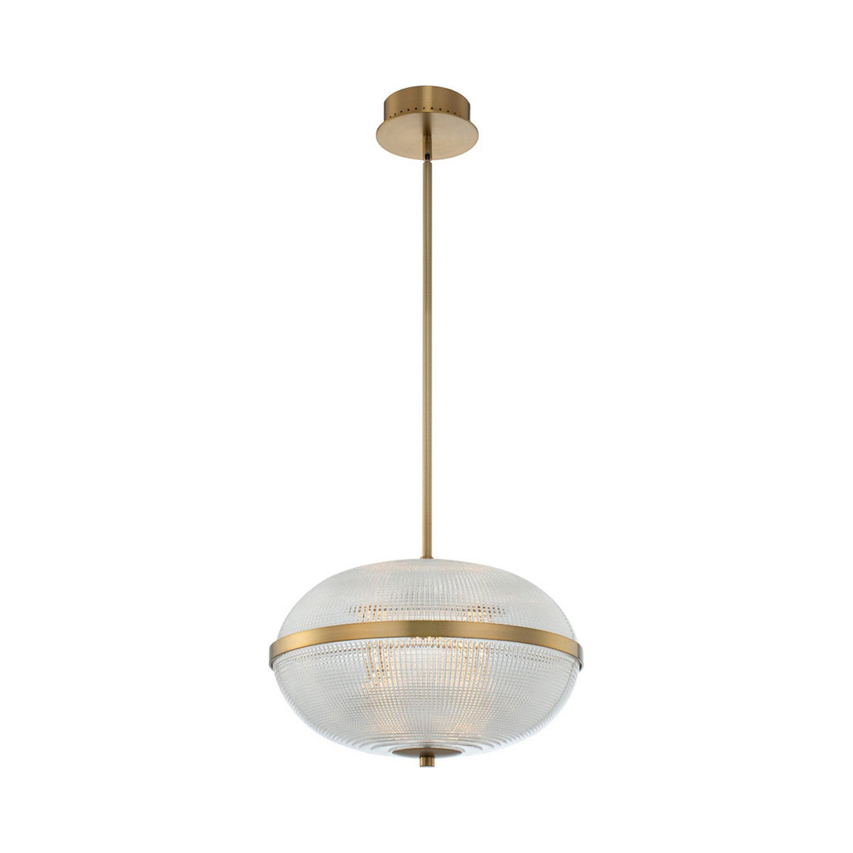 Portland LED Pendant Light in Winter Brass/Clear (16-Inch).