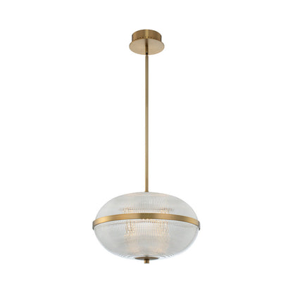 Portland LED Pendant Light in Winter Brass/Clear (16-Inch).
