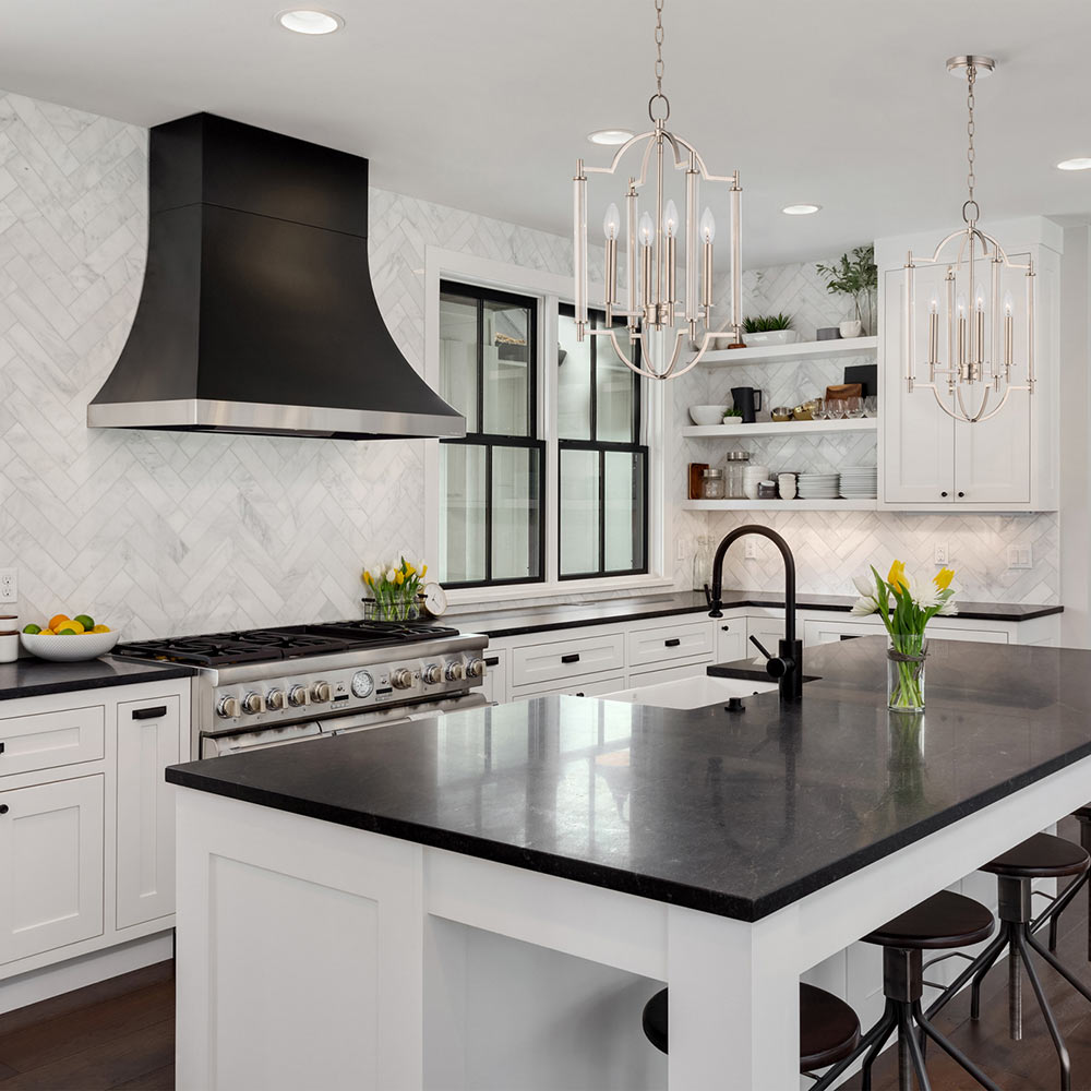 Provence Chandelier in kitchen.