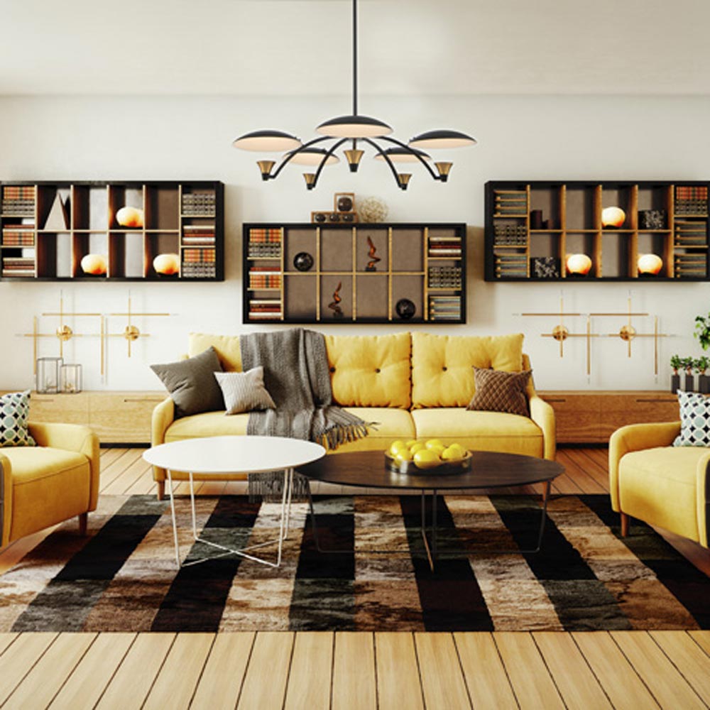 Redding LED Chandelier in living room.