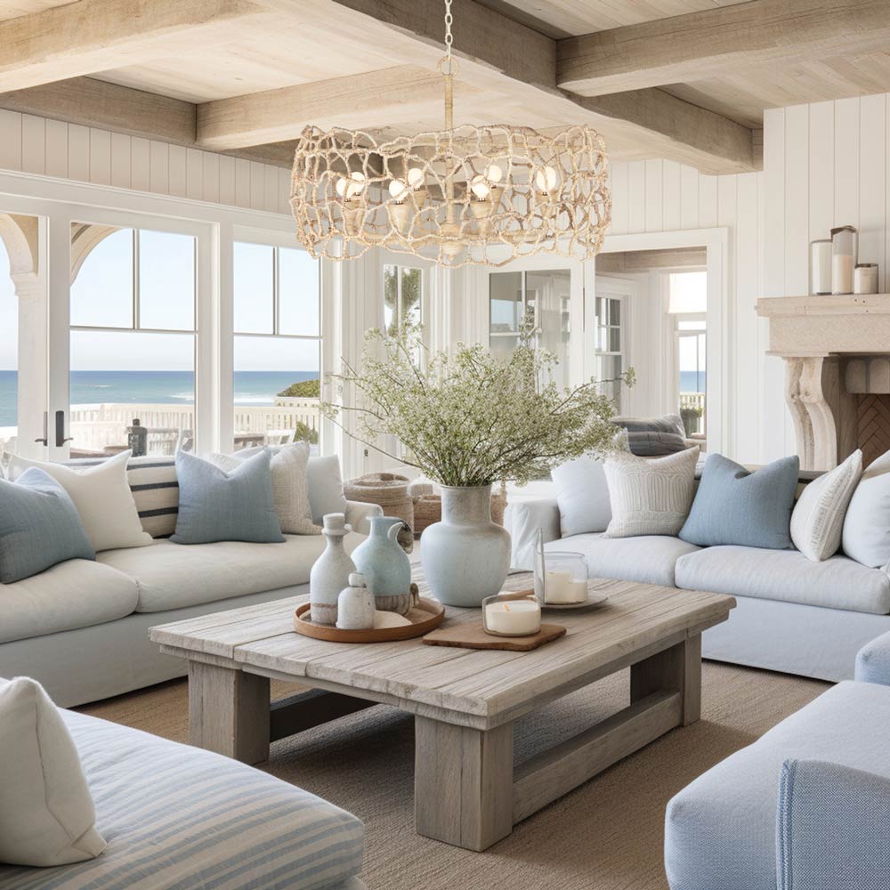 Reef Chandelier in living room.