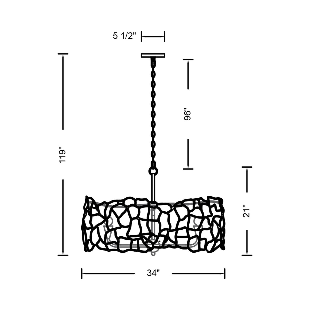Reef Chandelier - line drawing.