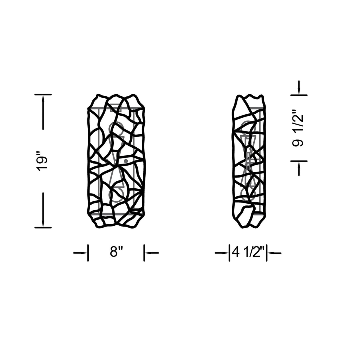 Reef Wall Light - line drawing.