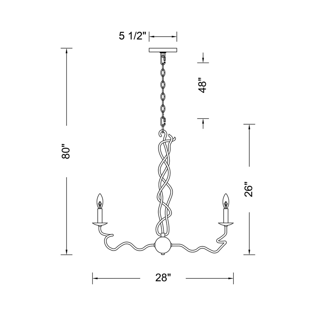 Rizo Chandelier - line drawing.