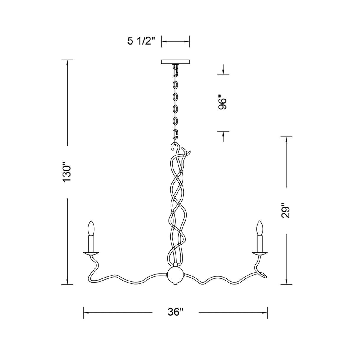 Rizo Chandelier - line drawing.