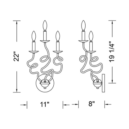 Rizo Wall Light - line drawing.