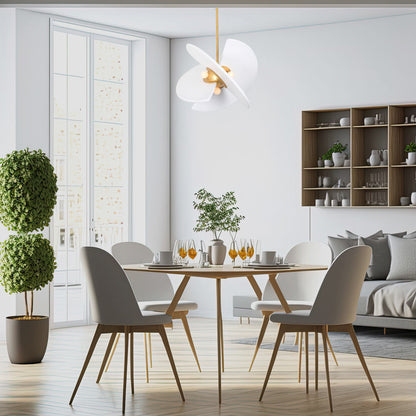 Rotary Pendant Light in dining room.