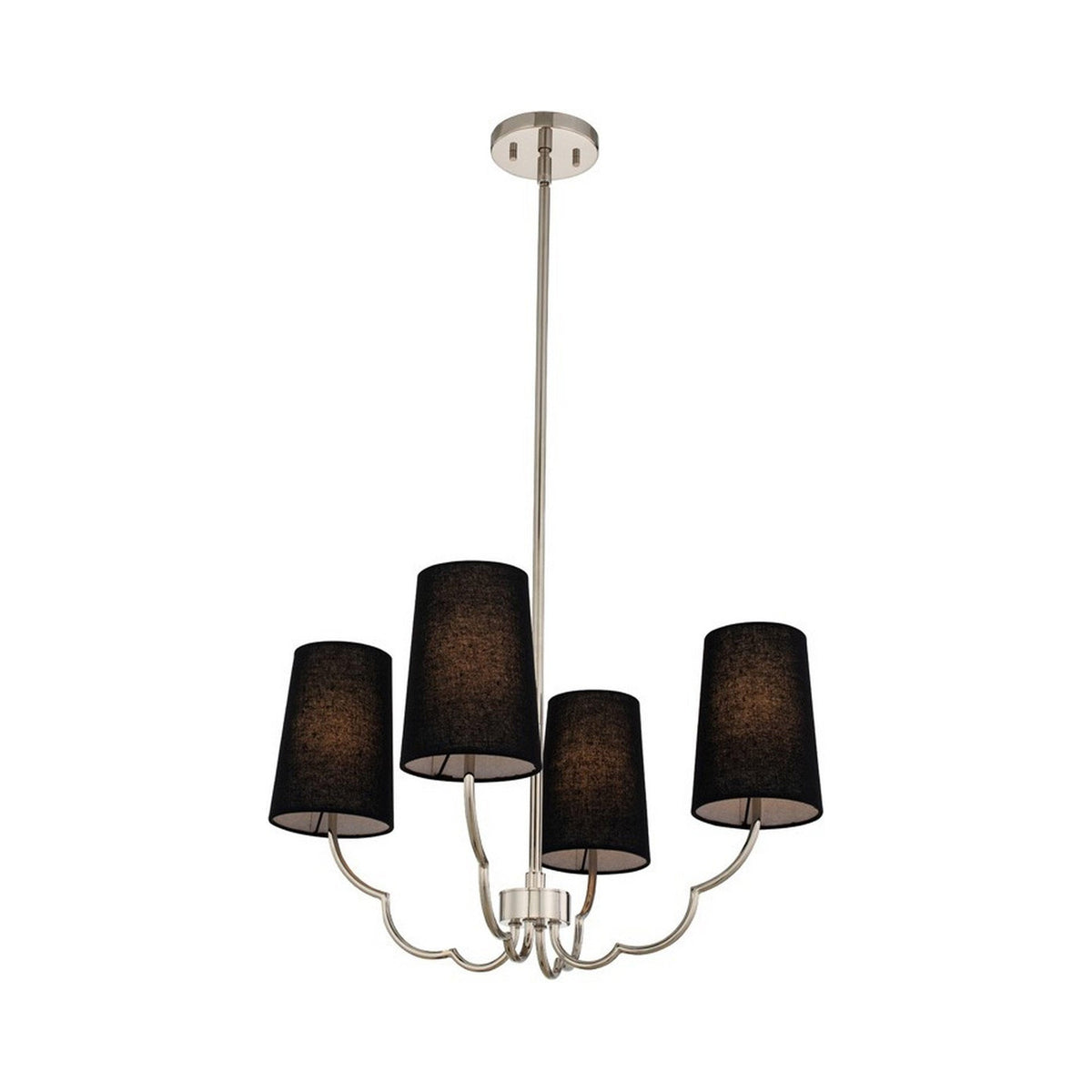 Sophia Chandelier in Polished Nickel (22-Inch/4-Light).