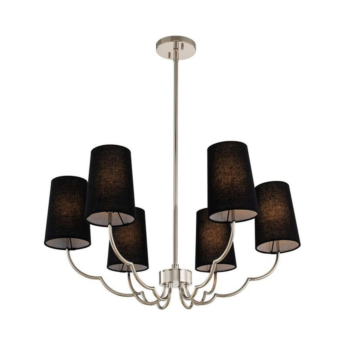Sophia Chandelier in Polished Nickel (28-Inch/6-Light).