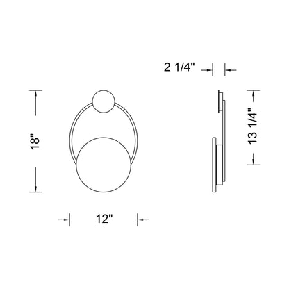 Spilla LED Wall Light - line drawing.