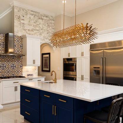 Spur Linear Pendant Light in kitchen.