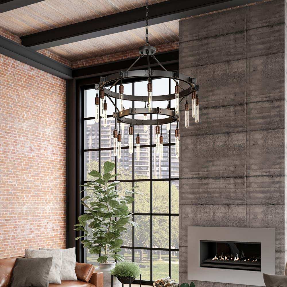 Stuyvesant Tiered Chandelier in living room.