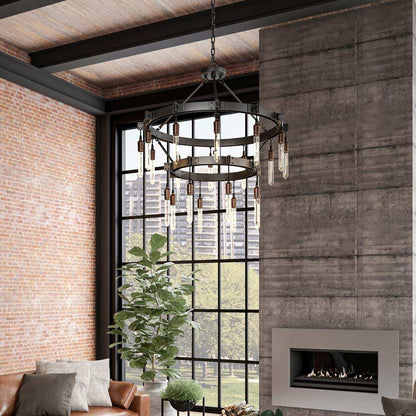 Stuyvesant Tiered Chandelier in living room.
