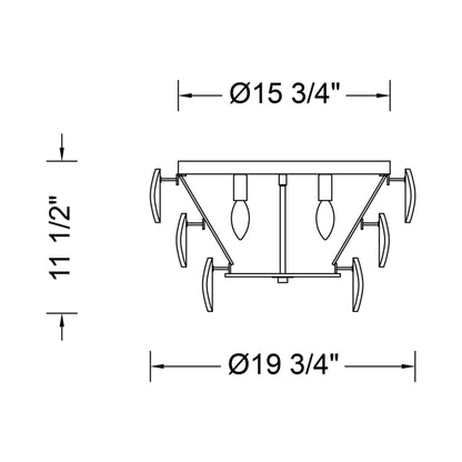 Uroko Flush Mount Ceiling Light - line drawing.