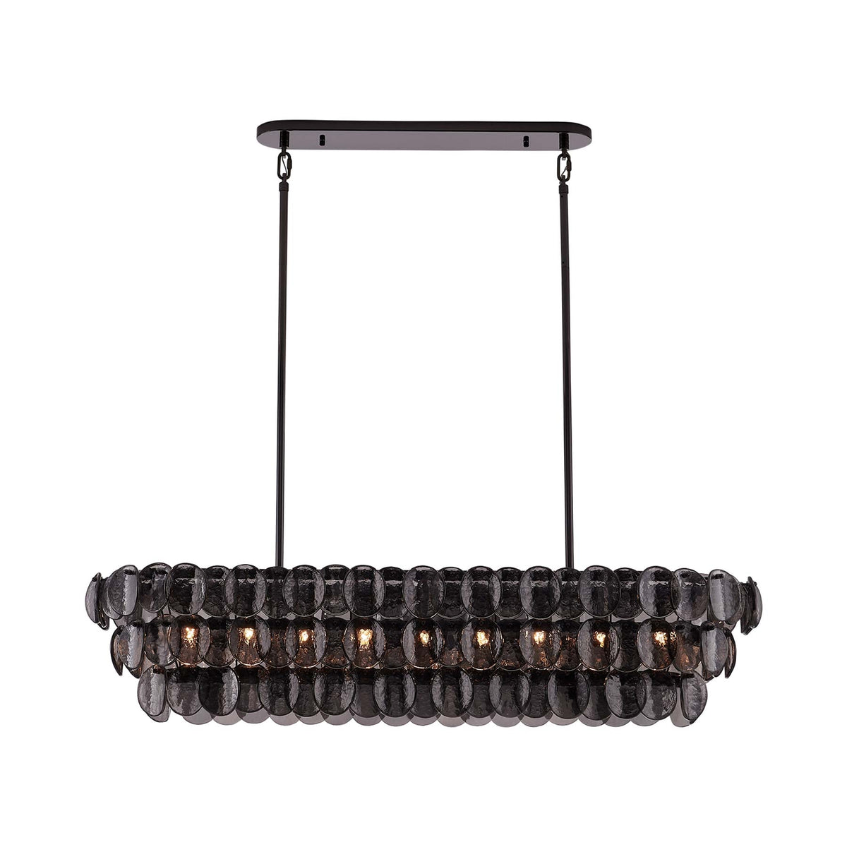 Uroko Linear Pendant Light in Black Nickel.