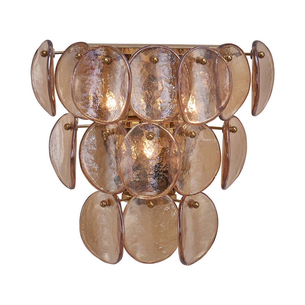 Uroko Wall Light in Polished Winter Brass.