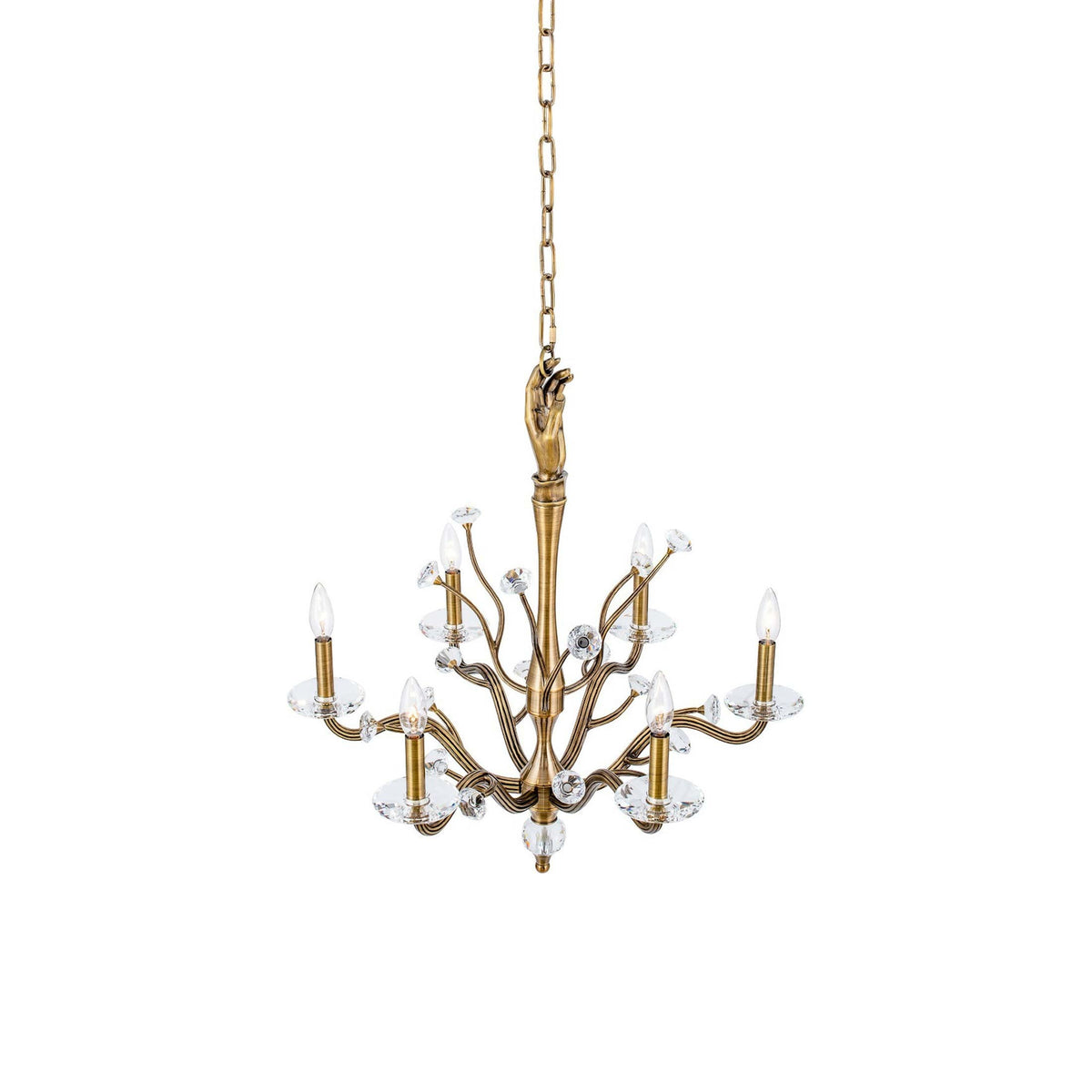 Venus Chandelier in Historic Brass.
