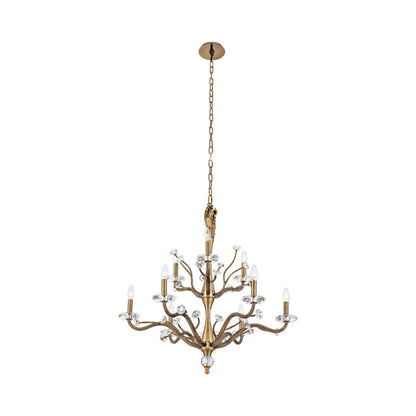 Venus Tiered Chandelier in Historic Brass.