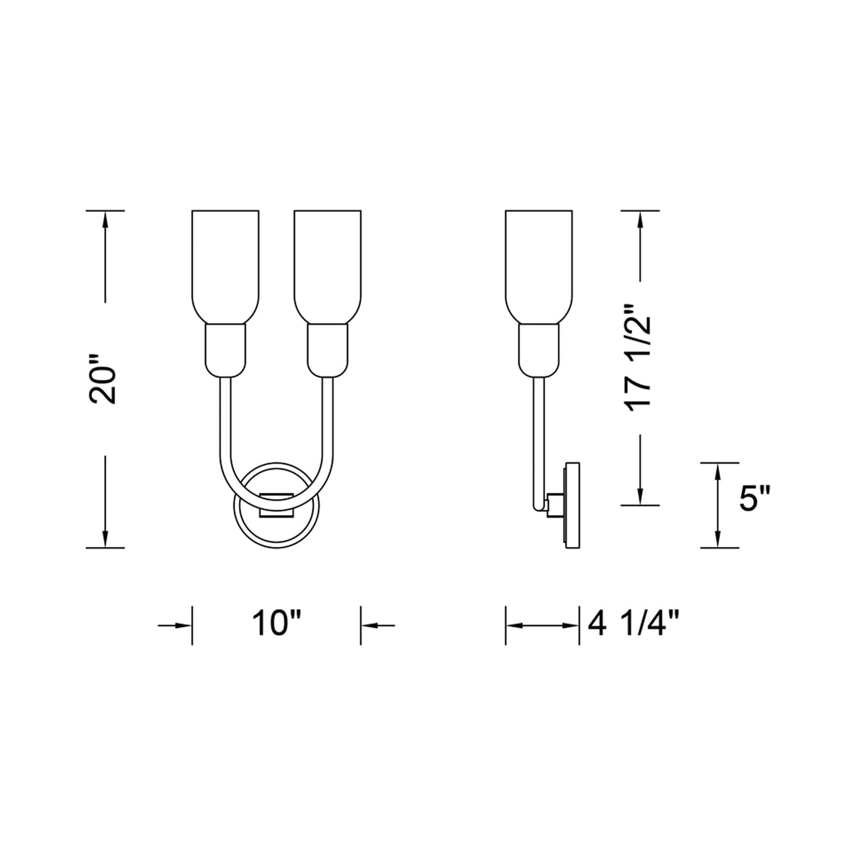 Verde Wall Light - line drawing.