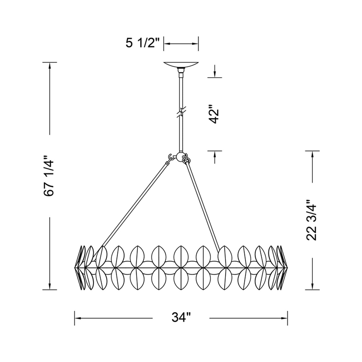 Vittoria Chandelier - line drawing.