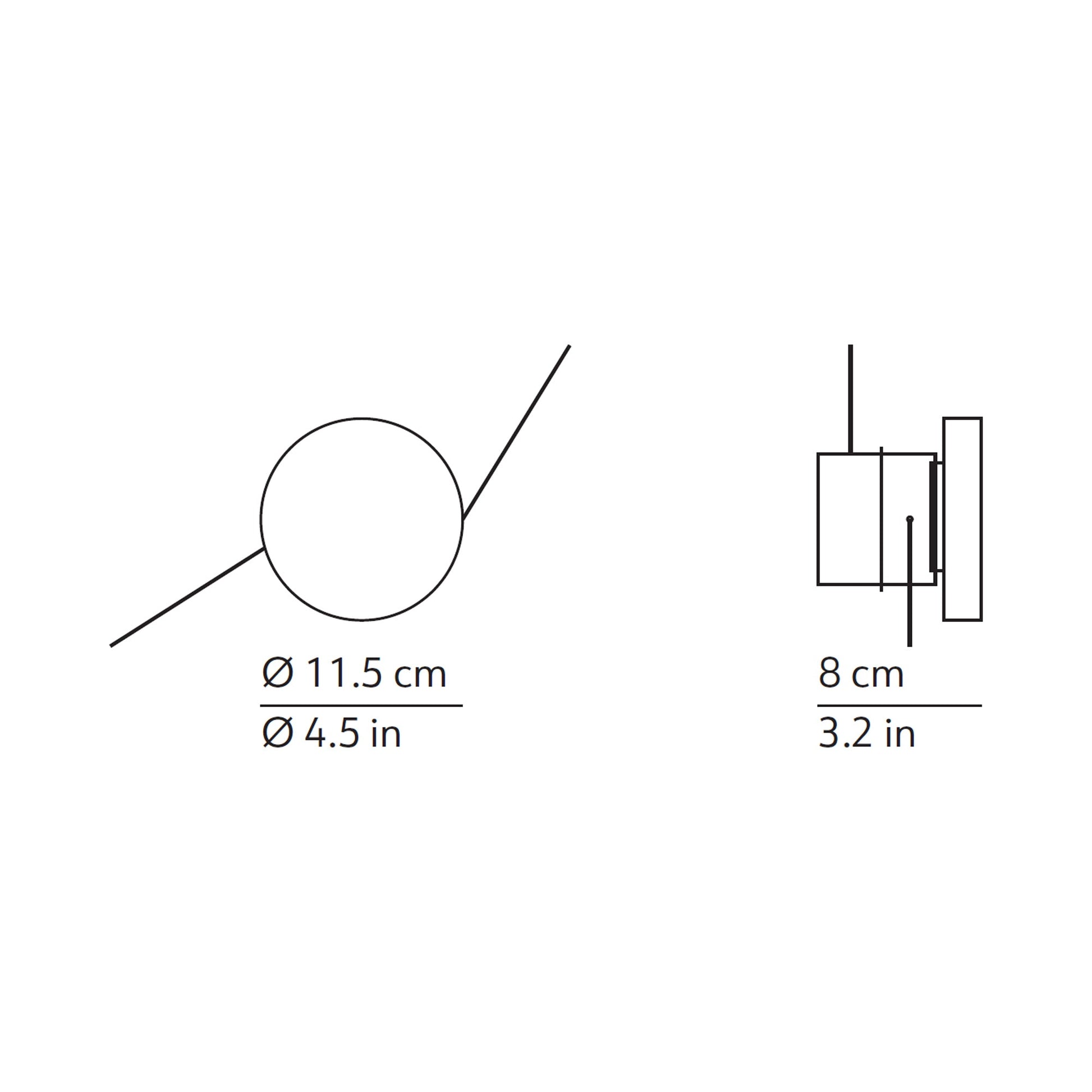 Azou LED Wall Light - line drawing.