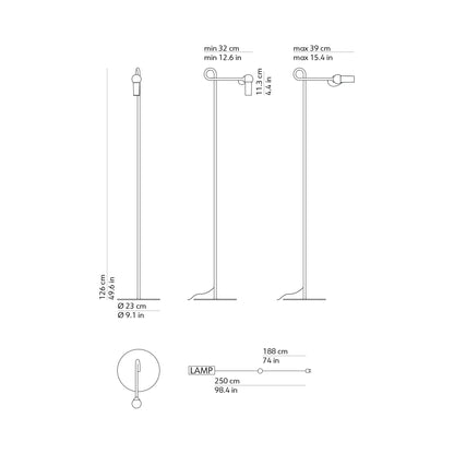 Bird LED Floor Lamp - line drawing.