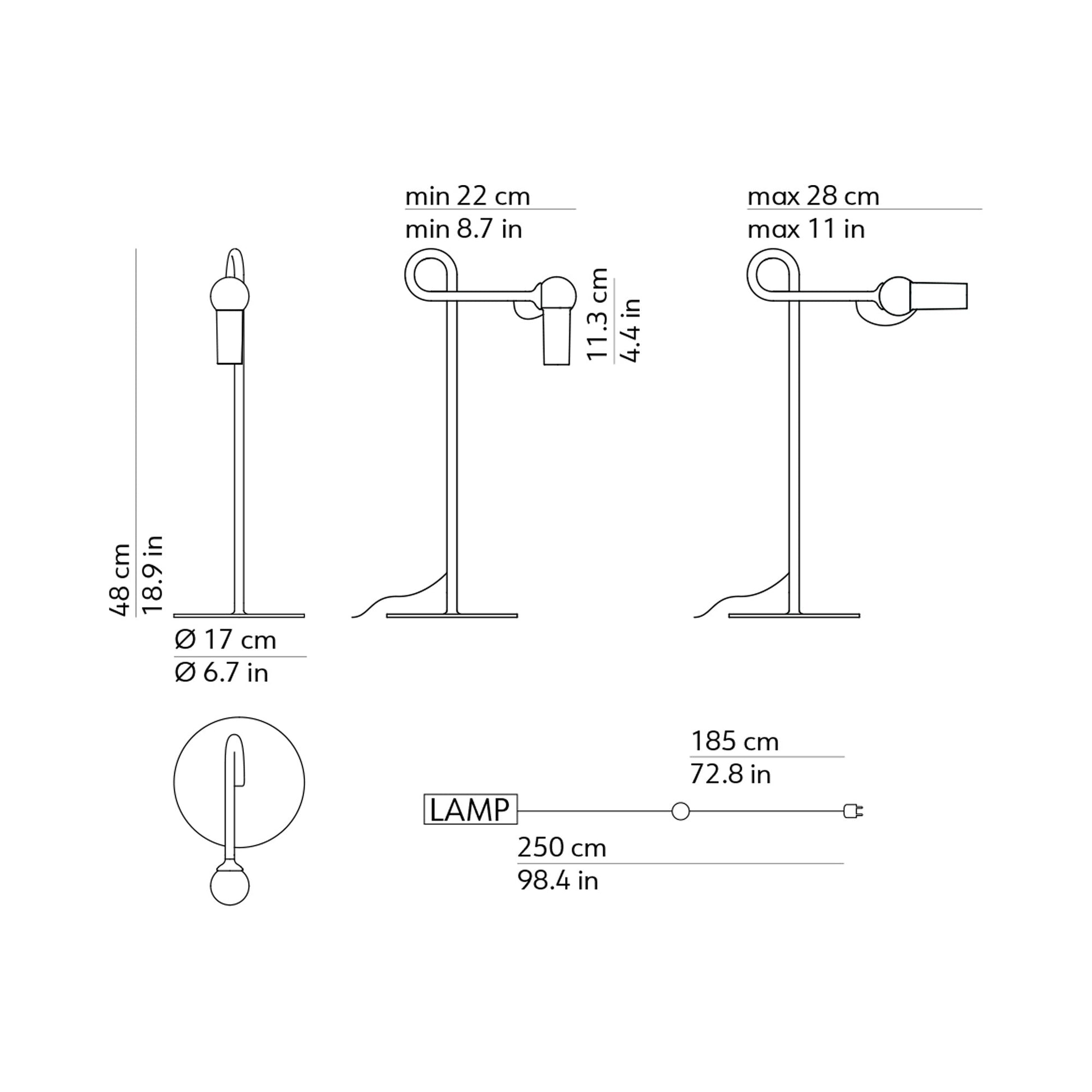 Bird LED Table Lamp - line drawing.