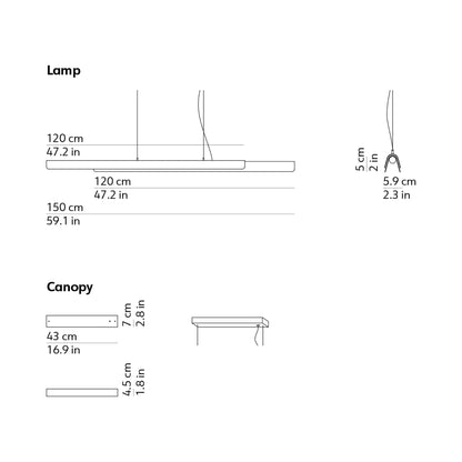 Dala LED Pendant Light - line drawing.