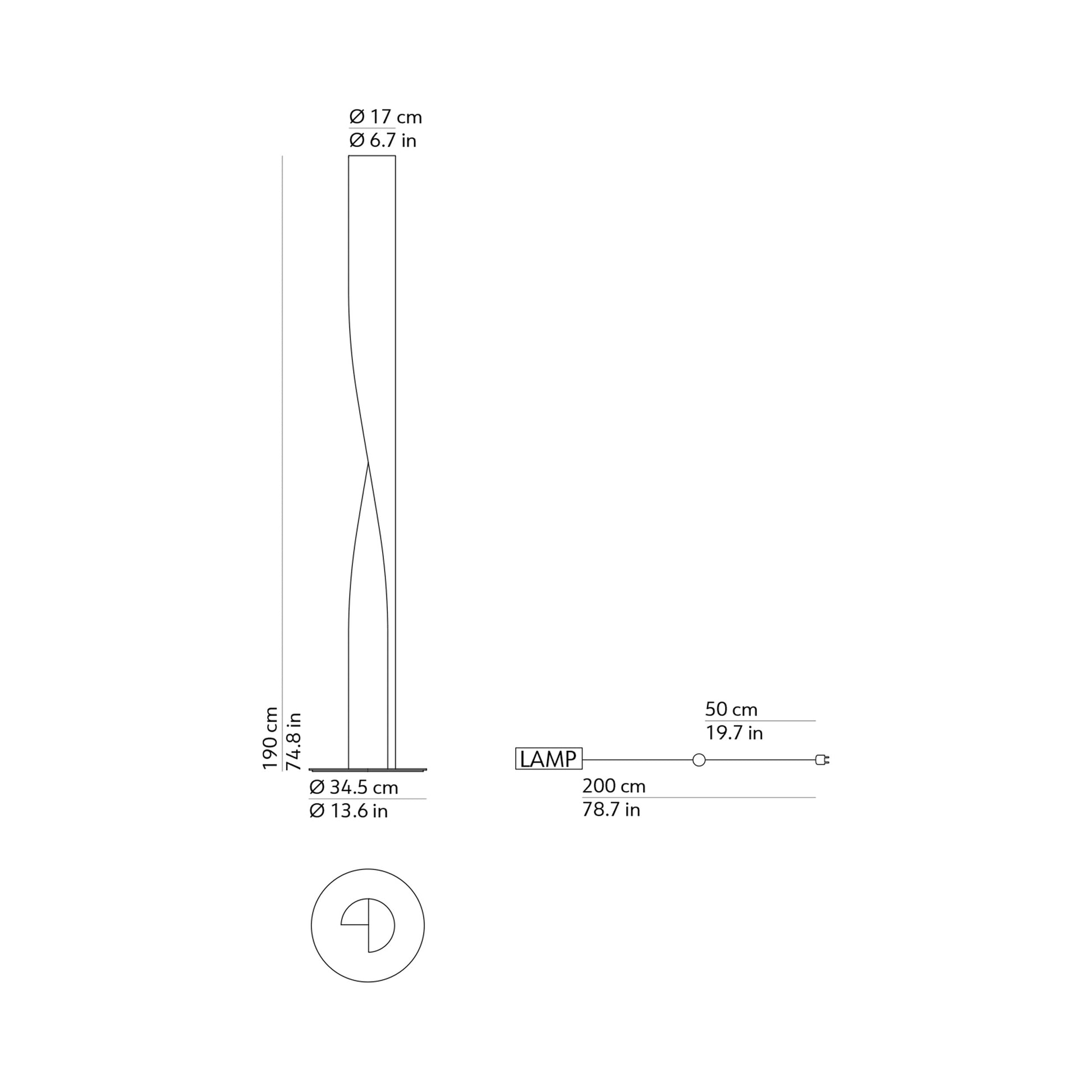 Evita LED Floor Lamp - line drawing.