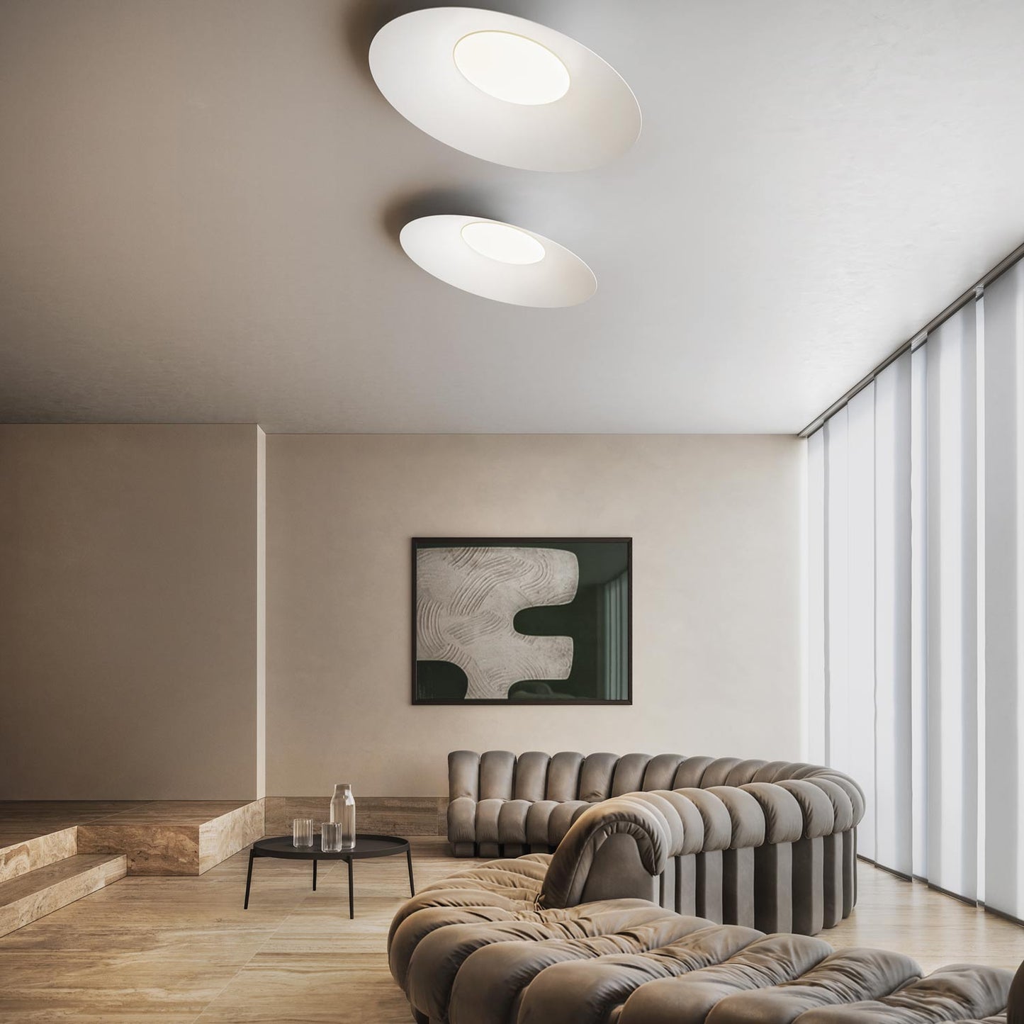 Kate LED Flush Mount Ceiling Light in living room.
