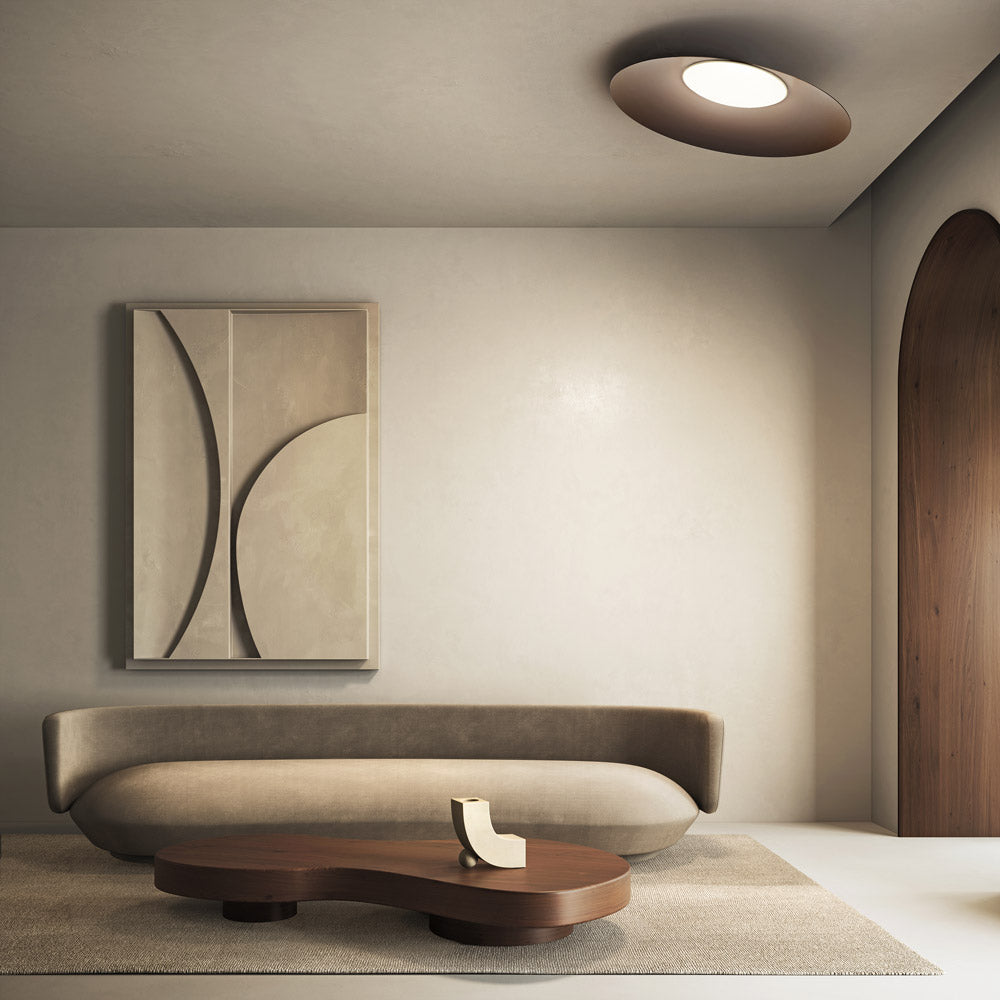 Kate LED Flush Mount Ceiling Light in living room.