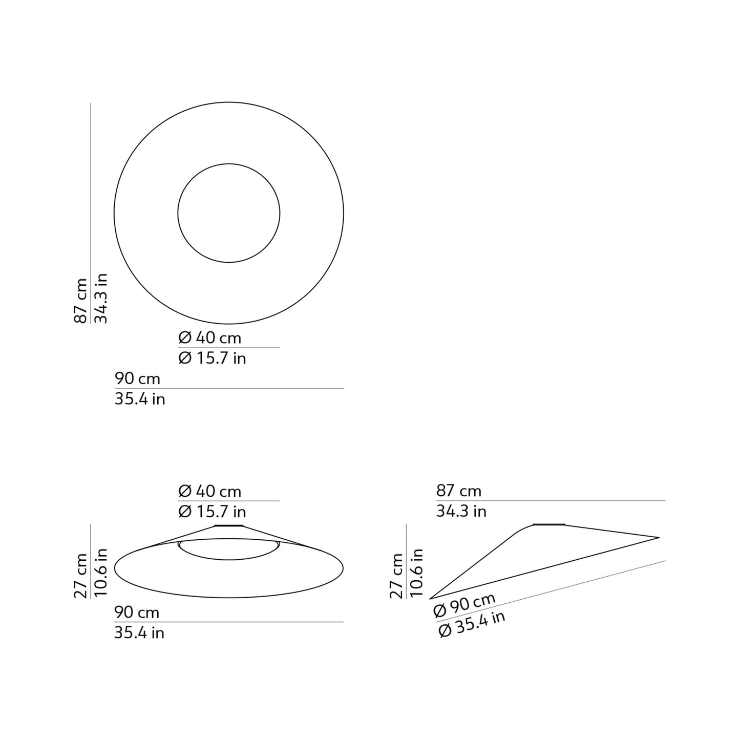 Kate LED Flush Mount Ceiling Light - line drawing.