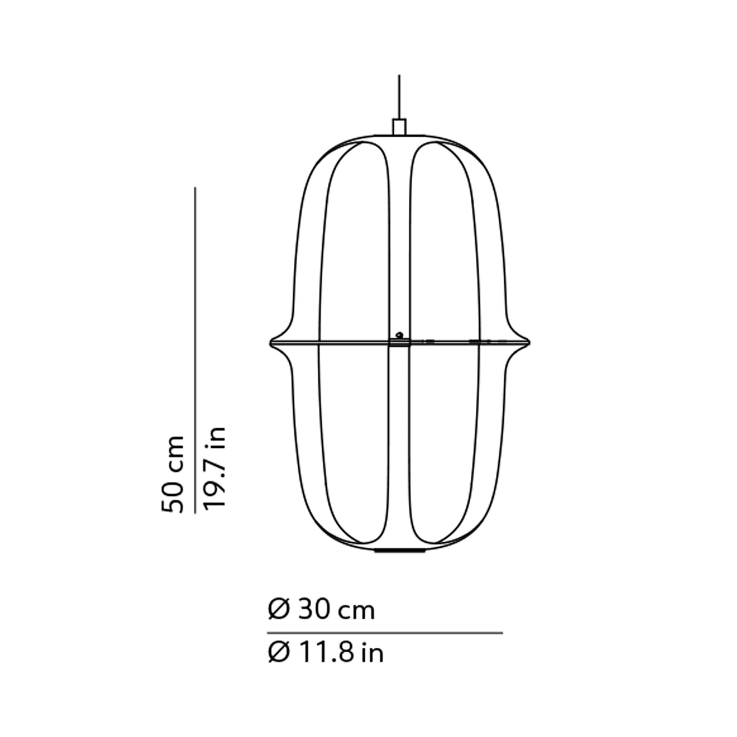 Kooi LED Pendant Light - line drawing.
