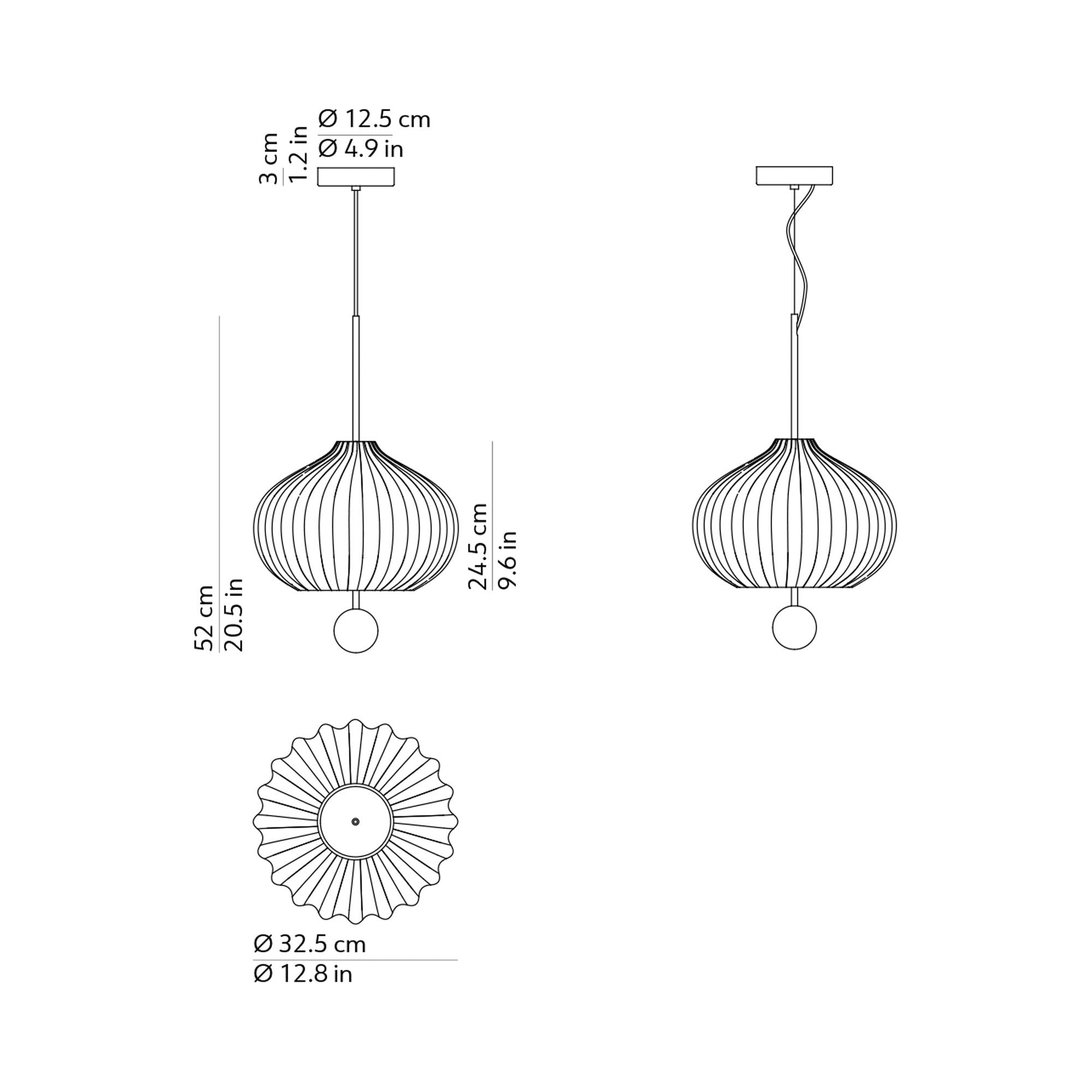 Lilli Pendant Light - line drawing.