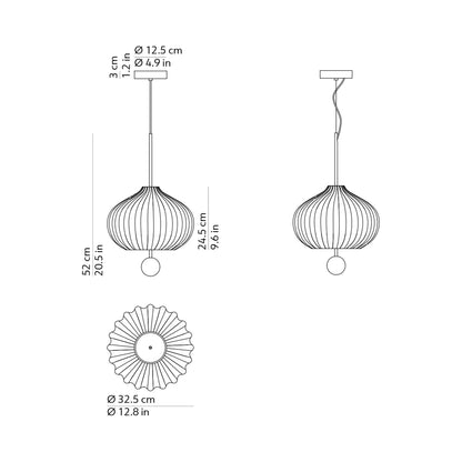 Lilli Pendant Light - line drawing.
