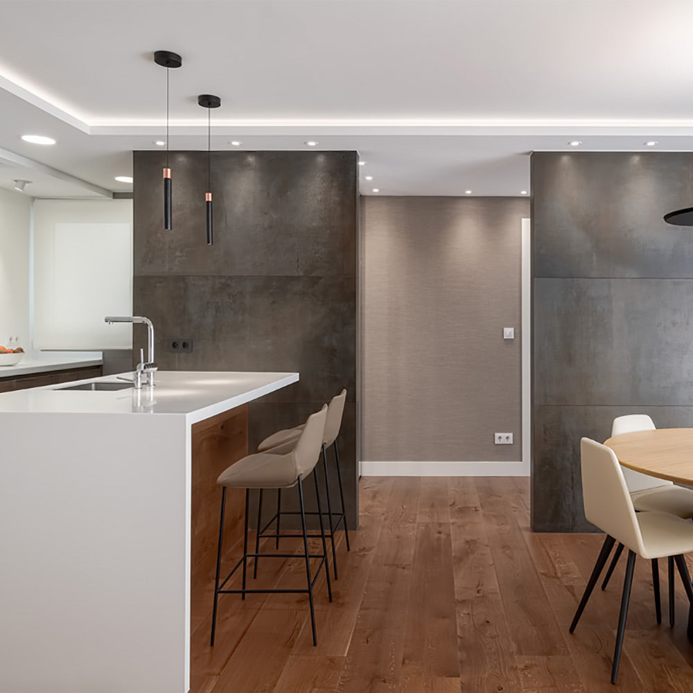 Minimal Pendant Light in dining room.