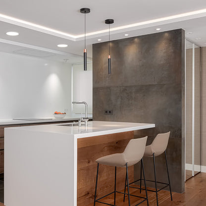 Minimal Pendant Light in dining room.