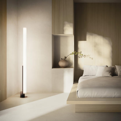 Model T LED Floor Lamp in bedroom.