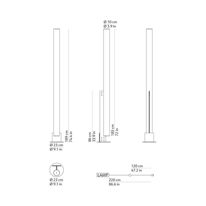 Model T LED Floor Lamp - line drawing.