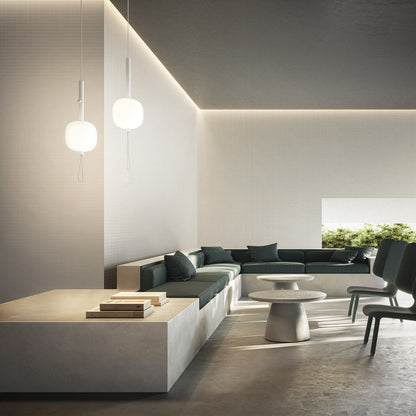 Motus LED Pendant Light in living room.