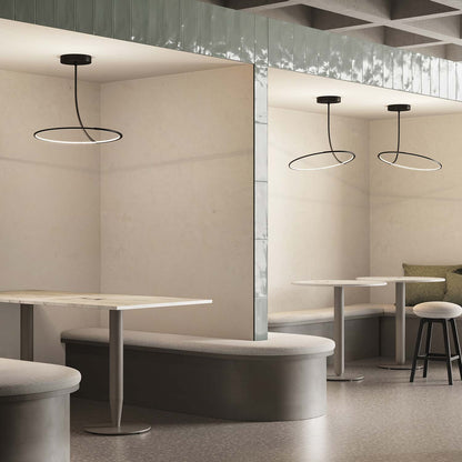 Poise LED Flush Mount Ceiling Light in restaurant.