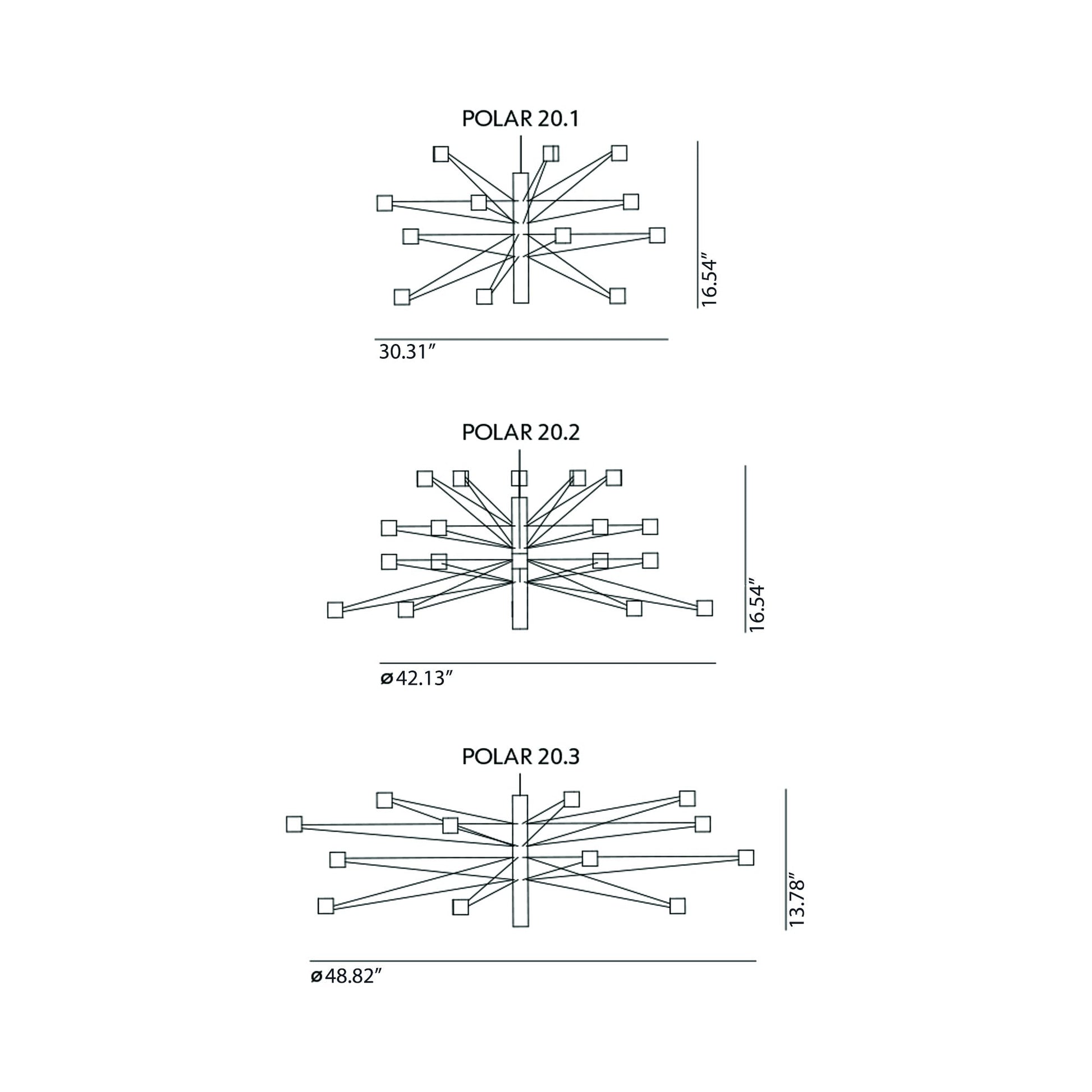 Polar LED Chandelier - line drawing.