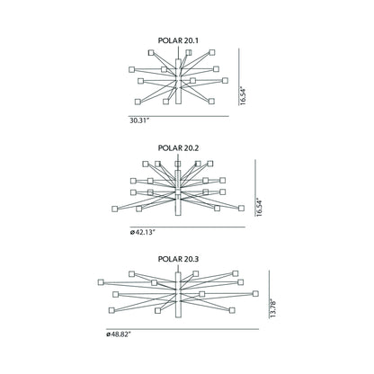 Polar LED Chandelier - line drawing.