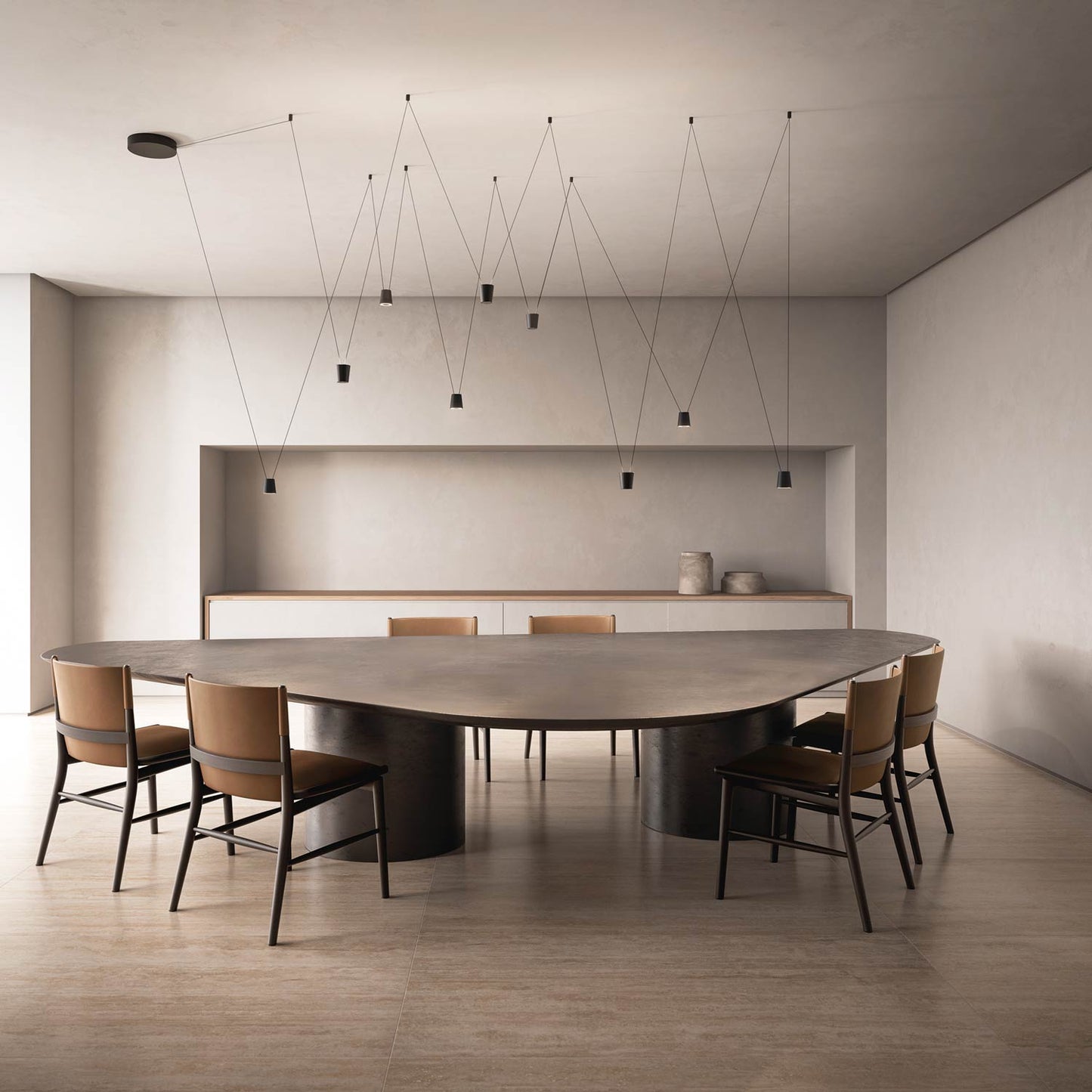 Sling LED Pendant Light in dining room.