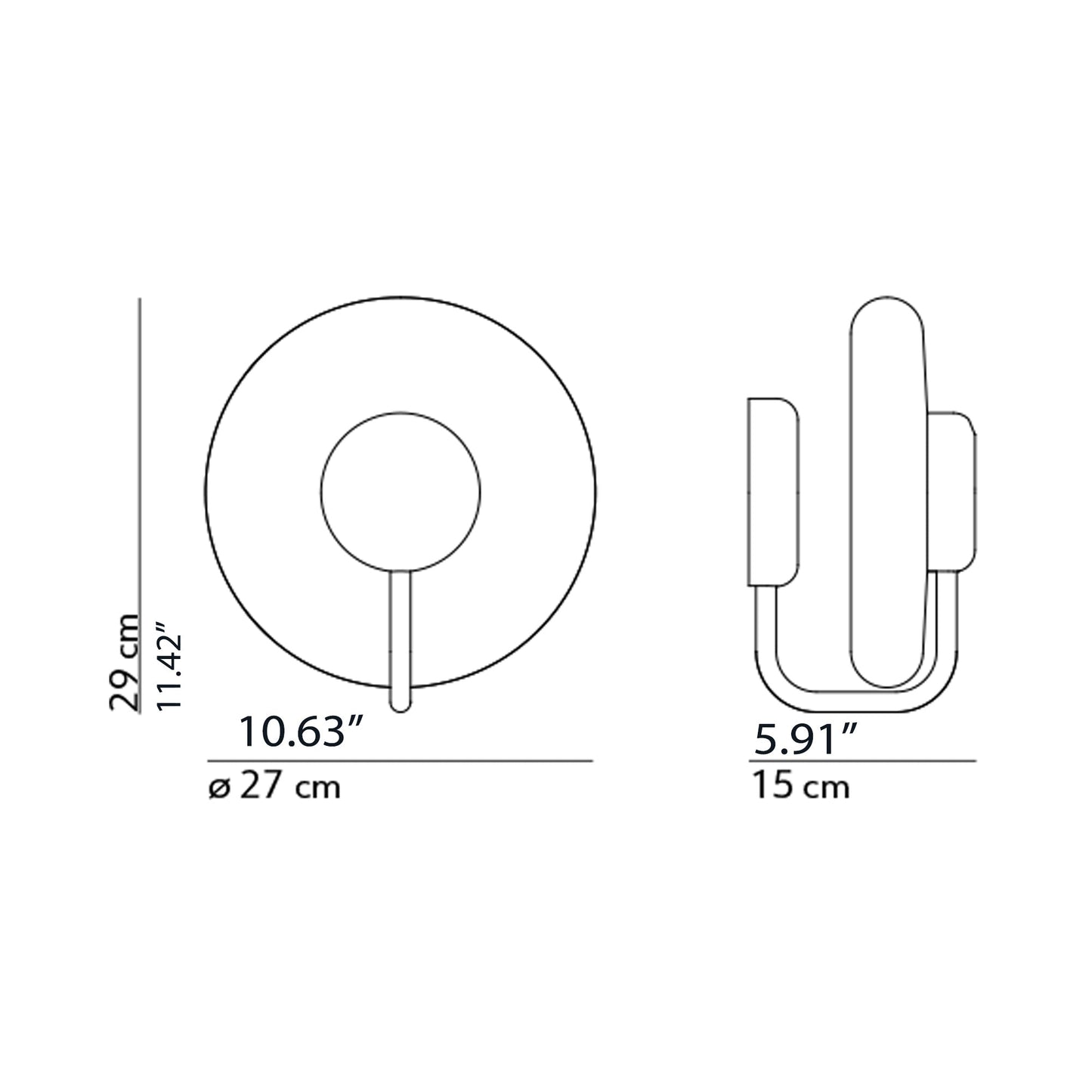 Tratto LED Wall Light - line drawing.