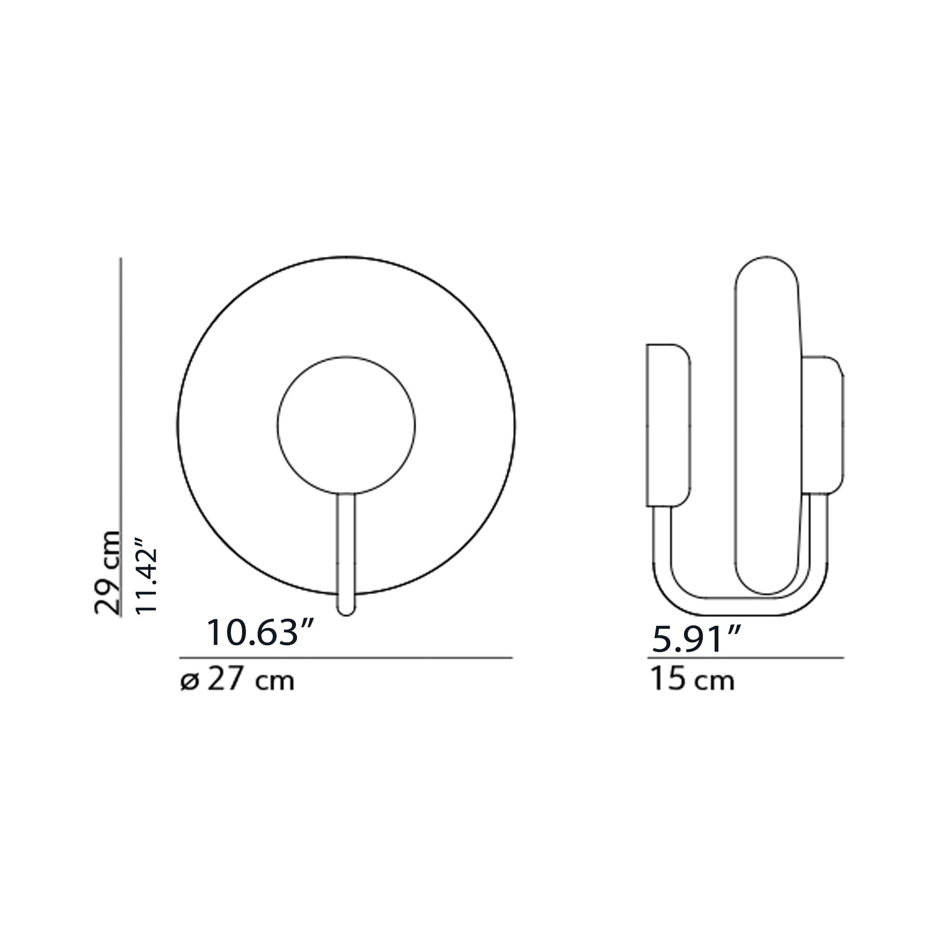Tratto LED Wall Light - line drawing.